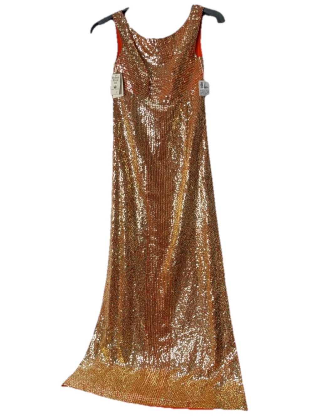 Vintage 60s Victoria Royal Ltd Gold Sequin Gown 8 Montaldo’s NWT Deadstock NOS